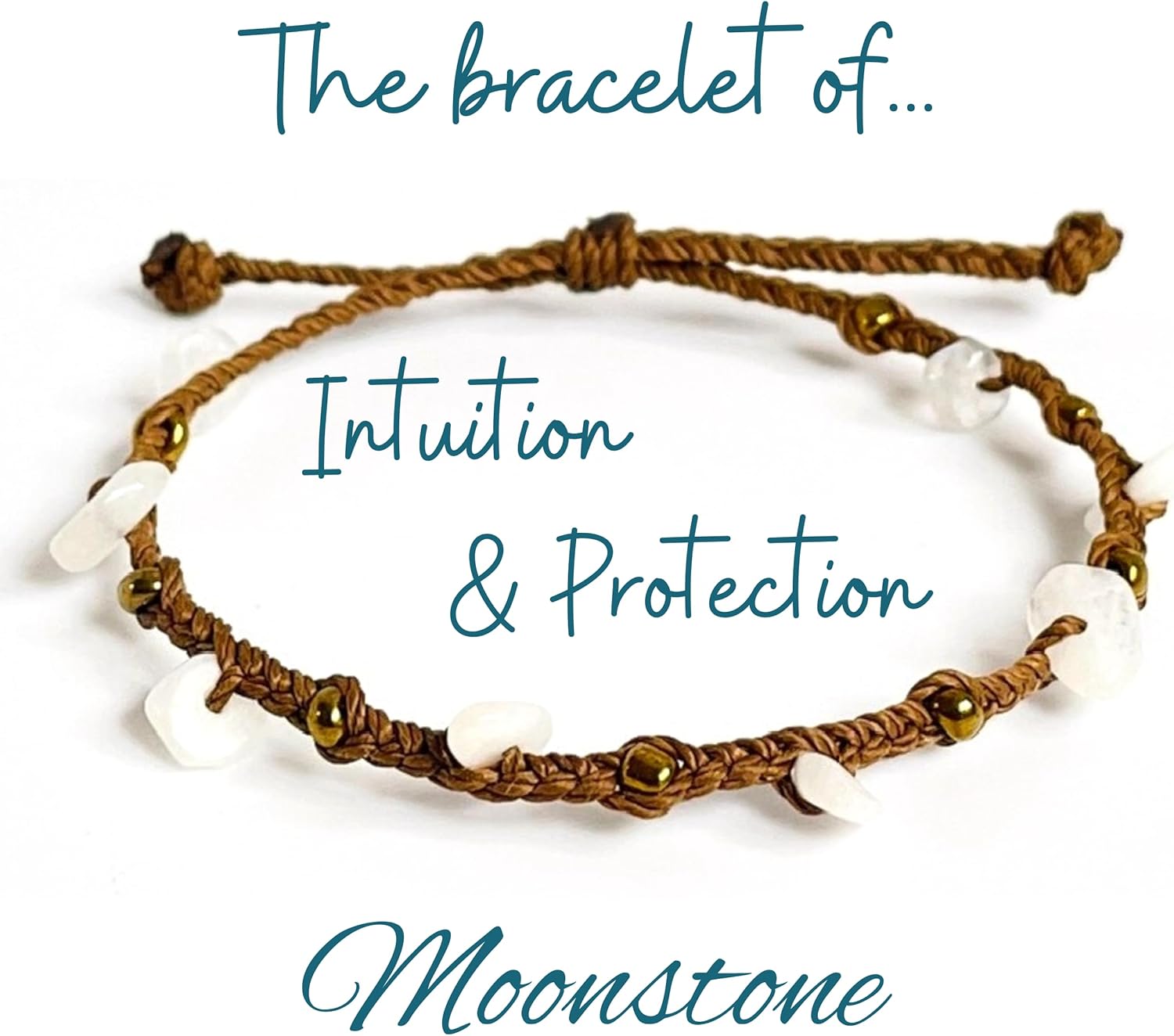 Handmade Moonstone Small Crystal Bracelet (6.5-7.5'') - Adjustable & Plus Size, Natural Healing Crystal Chips, Waterproof, Chakra Beaded - Unusual Jewelry for Women, Girl & Friendship from - Image 3