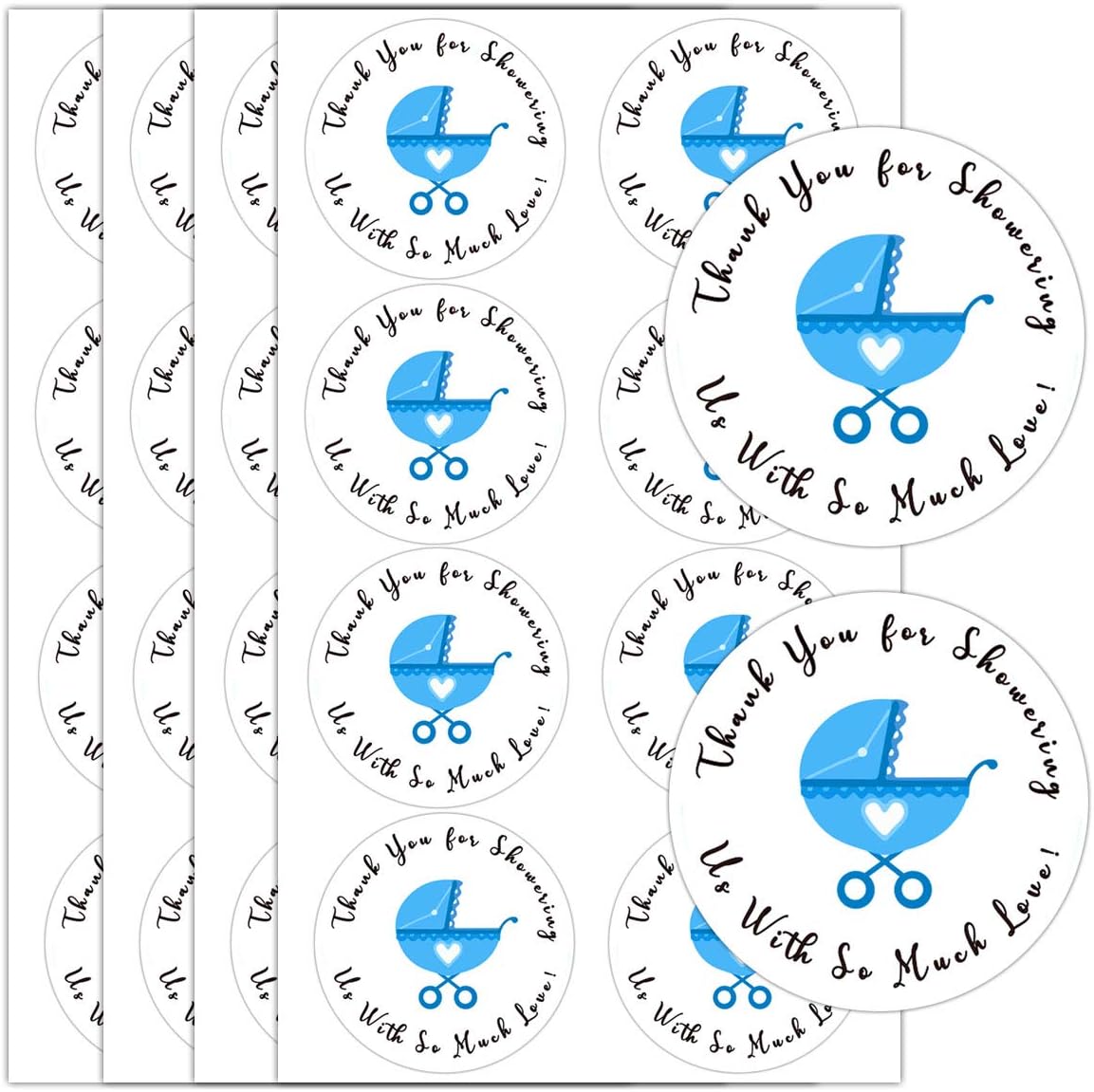 Remarkable Round Baby Shower Stickers,Thank You for Showering US,1.5 Inch Girl Boy & Gender Neutral Round Baby Shower Favor Labels Stickers(Blue 504pcs) (Blue)