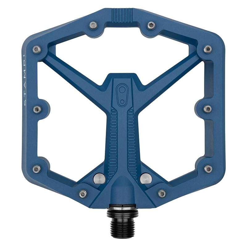 Pedais de plataforma para bicicleta Crankbrothers Stamp 1 Gen 2, MTB, corpo côncavo em compósito, azul-marinho, tamanho grande, par