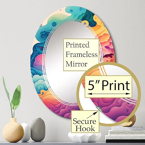 Miniatura 3 de VI - Espejo de tocador multicolor con nubes espirales, espejos de baño, espejos de pared para sala de estar, dormitorio, espejo ovalado, grande, 20
