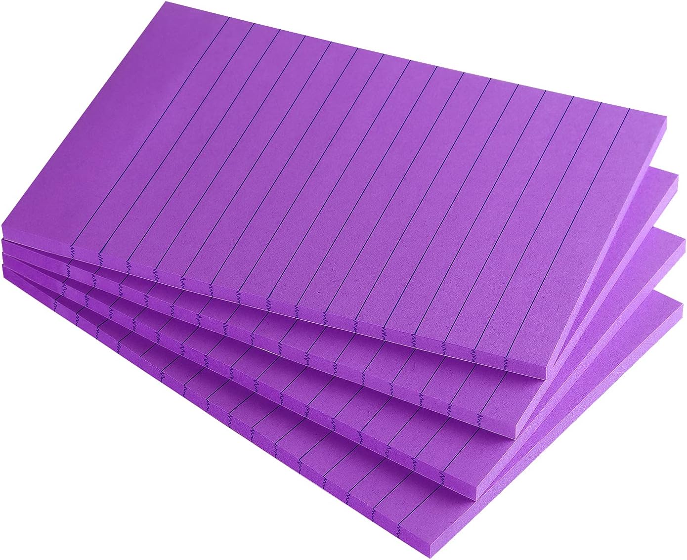 Tamak 4x6 Lined Sticky Notes Bright Ruled Post Stickies Strong Adhesive Memo Pads, 4 Pads/Pack, 45 Sheets/Pad (Purple) 111