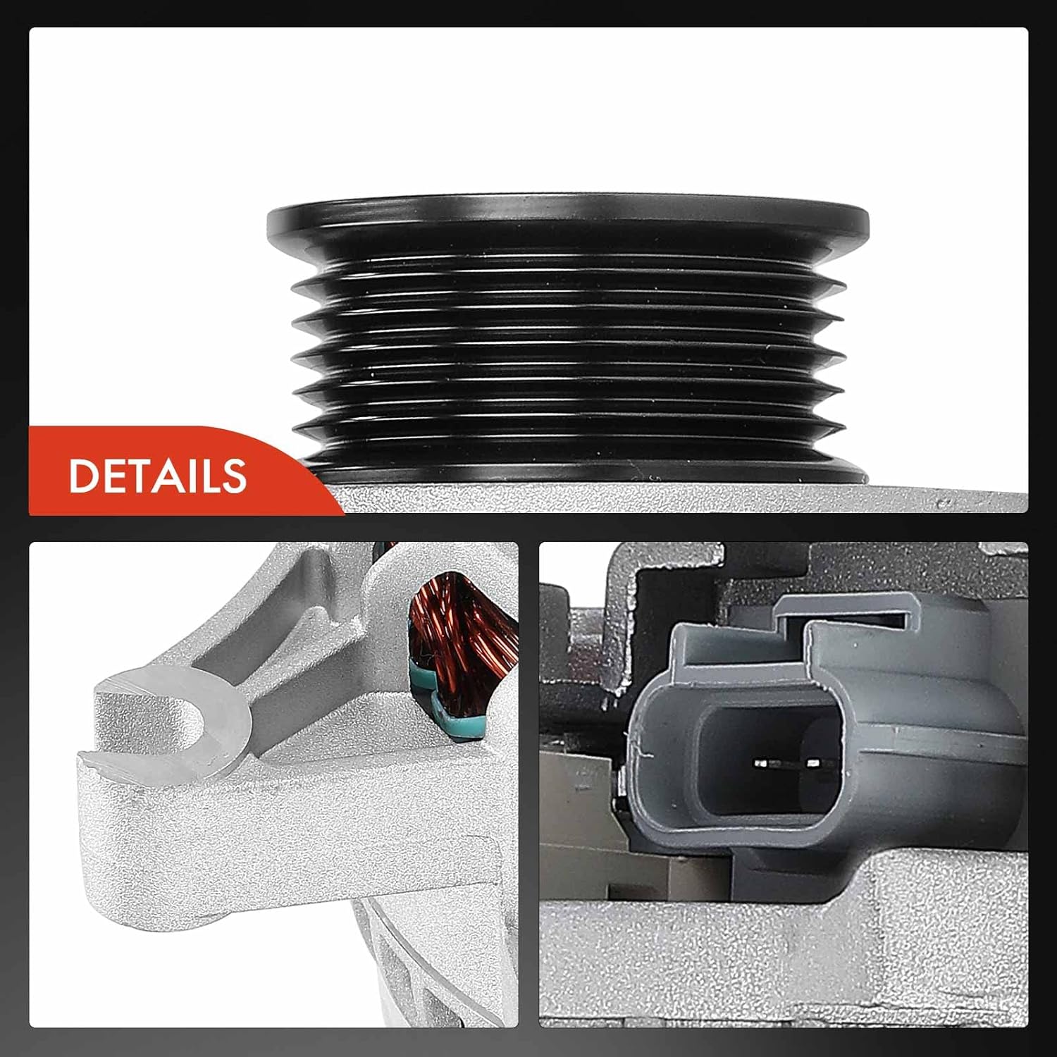 A-Premium Alternator Compatible with Ford Crown Victoria 98-02, Grand Marquis 98 & Lincoln Town Car 98-02 & Mercury Grand Marquis 98, 4.6L, 12V 135A Clockwise 6-Groove Pulley, Replace# F8AU-10300-AB