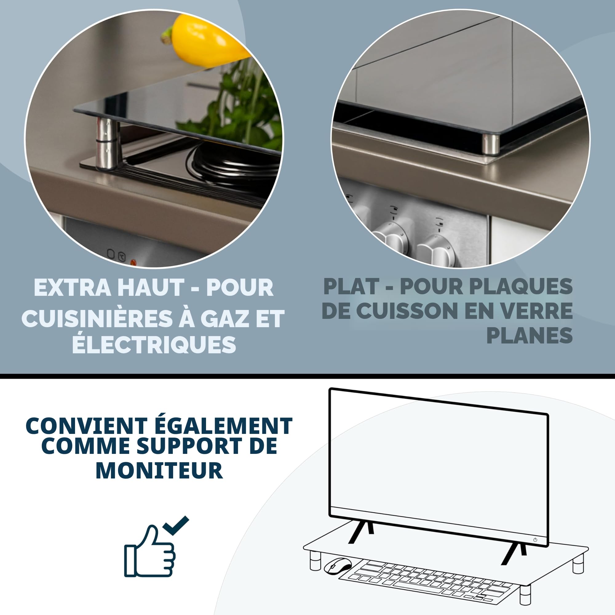 bremermann Lot de 2 plaques de protection en verre de sécurité, env. 30 x 6 x 52 cm (noir)