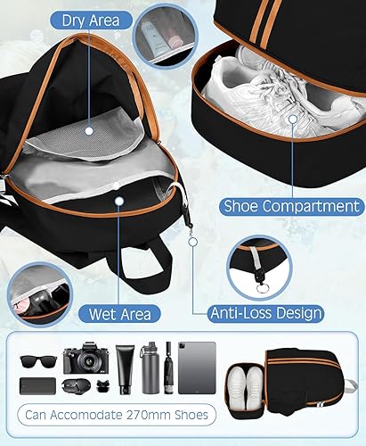 Miniatura 3 de HowFly Mochila de gimnasio, bolsa de gimnasio para mujeres y hombres, mochila deportiva con compartimento para zapatos, bolsa de entrenamiento