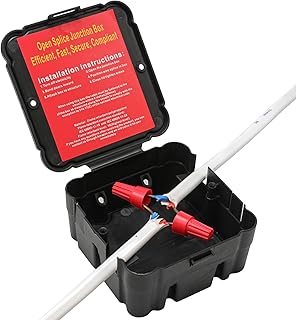 HFWEENK Open Splice Junction Box (Single), One-Piece Repair Box for Open Splices, 5 Second Installation, Electrical Wire Box, Black