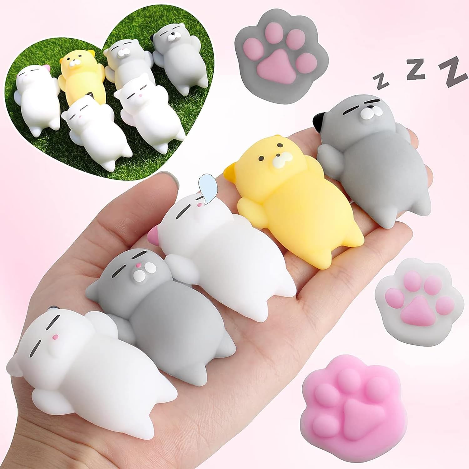 Outee 10 Pcs Mochi Toys Cute Mochi Cat Stress Relief Toy Party Favors for Kids Animals Toys for Kids Adults