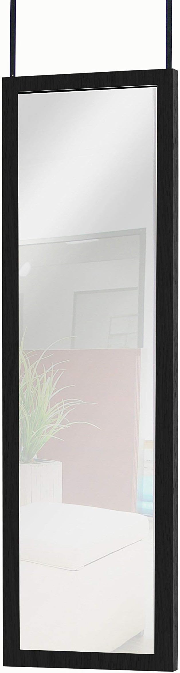 Mirrotek Over The Door Hanging Mirror, 14 x 48 Black