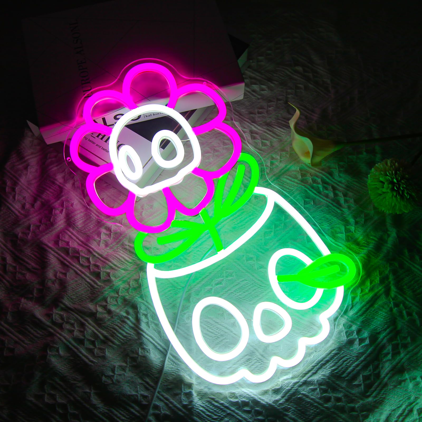 Letrero de neón de calavera para decoración de pared, letrero LED de Halloween, regulable, lindo letrero de neón para dormitorio de niños y niñas, sala de juegos, sala de estar, cueva de hombre