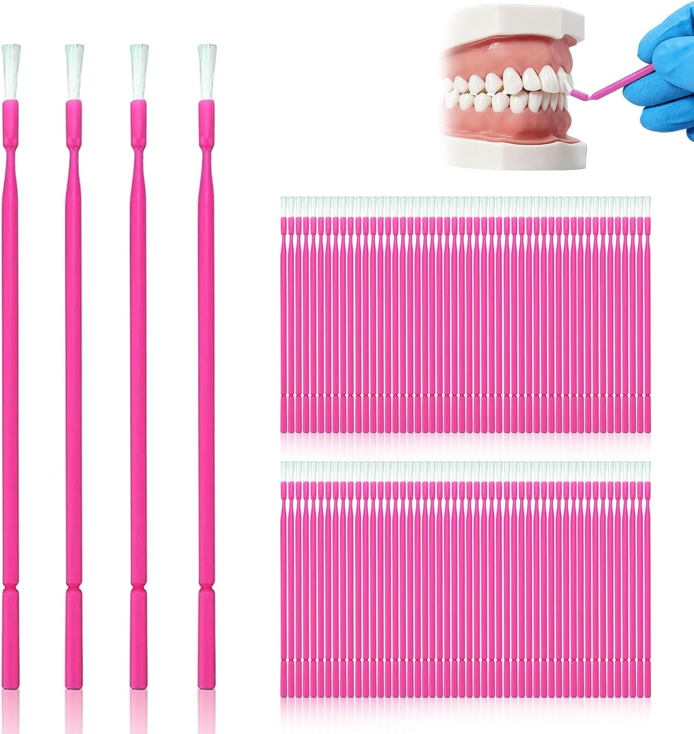Agatige 100PCS Bendable Dental Microbrush Applicator, Disposable Ultrafine Purple Small Dental Micro Brush Applicator for Oral Dental Hygiene Tooth Cleaning Tool
