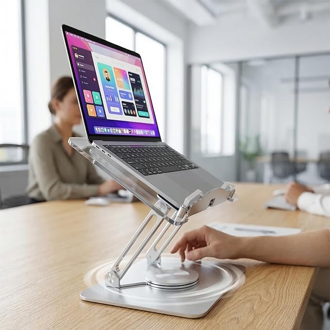 Soporte Ajustable para Laptop de Acrílico y Aluminio, Base Giratoria miniatura 7