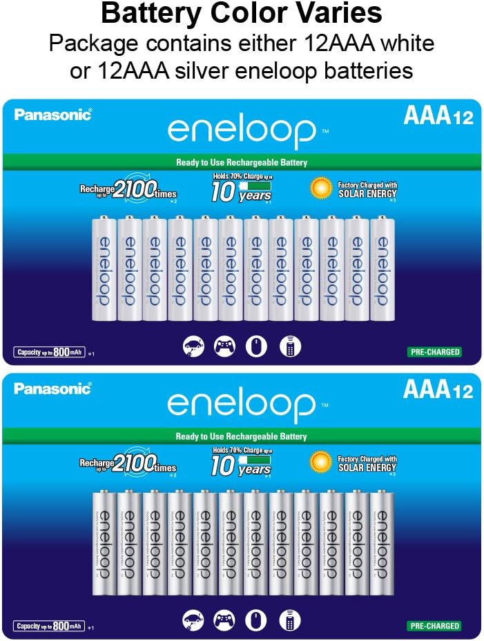 Eneloop Panasonic AAA Rechargeable Batteries (12-Pack) and Advanced Quick Charger Bundle