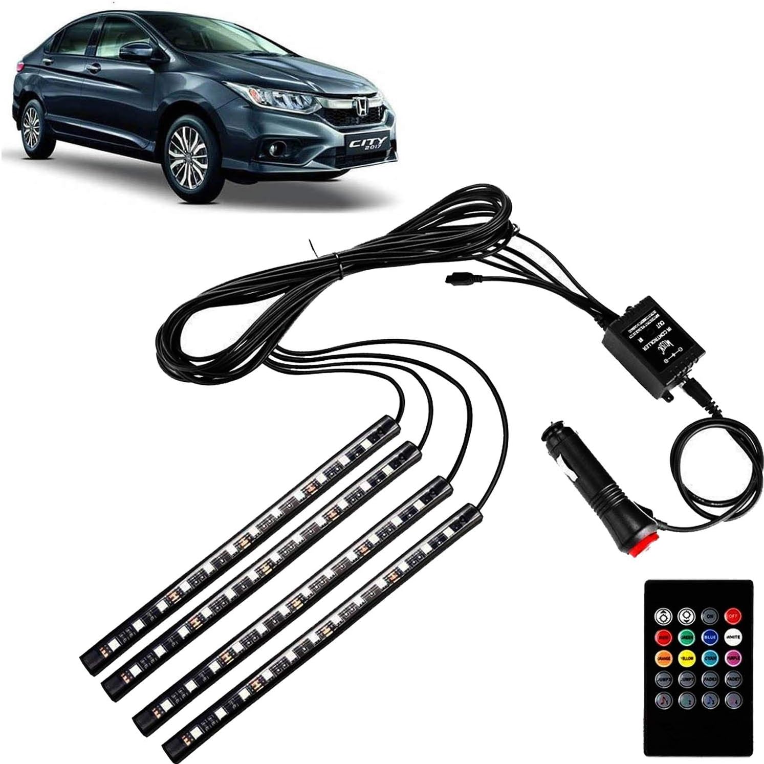 VocadoDc 12v 48 Interior Led Under Dash Lighting Kit with Sound Active Function & Wireless Remote Control for Polo Gt (4 Piece)