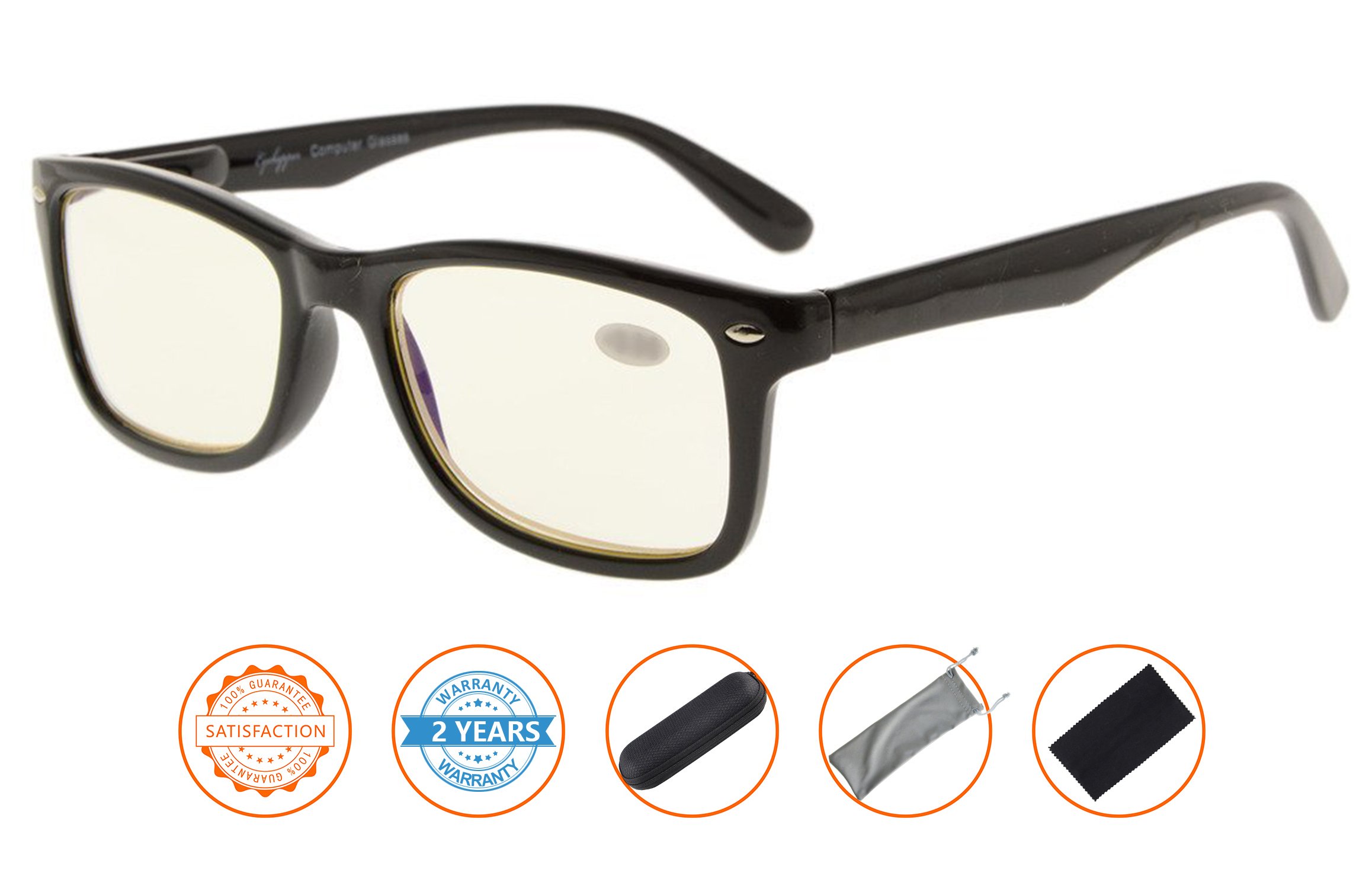 CessBlu Computer Glasses Blue Light Filter Readers Anti Glare Reading Eyeglasses Women(Black) +2.25