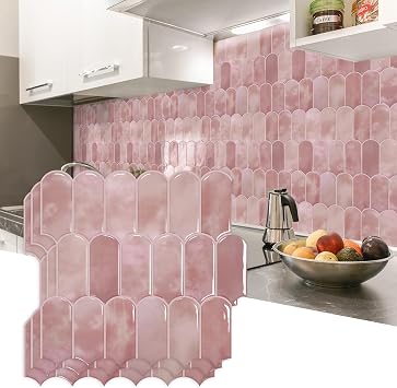 Vamos Tile 10-Sheet Backsplash Peel and Stick Tile,Pink Self Adhesive Tiles