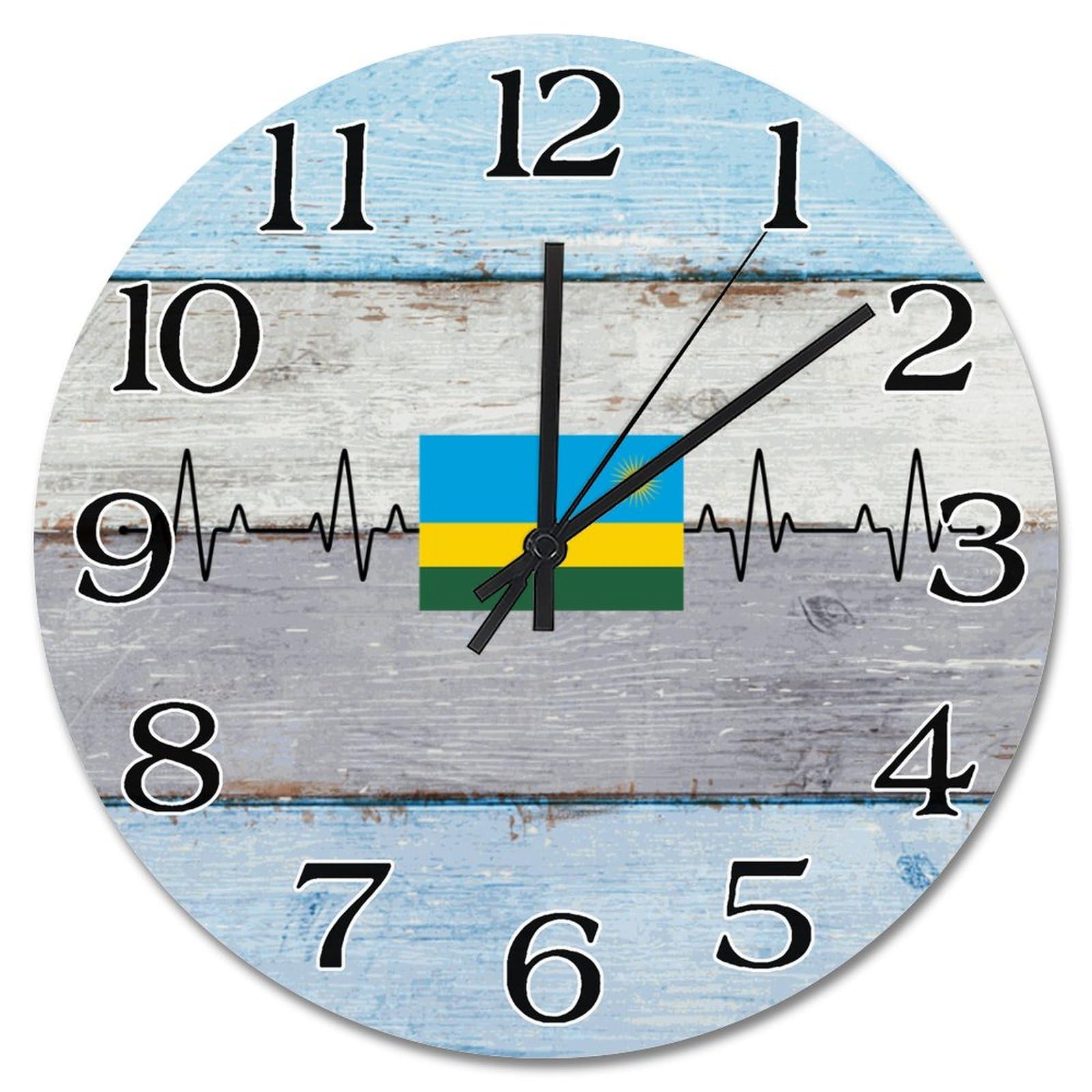 Horloge murale Rwanda ronde grand format 38cm pendule rustique maison