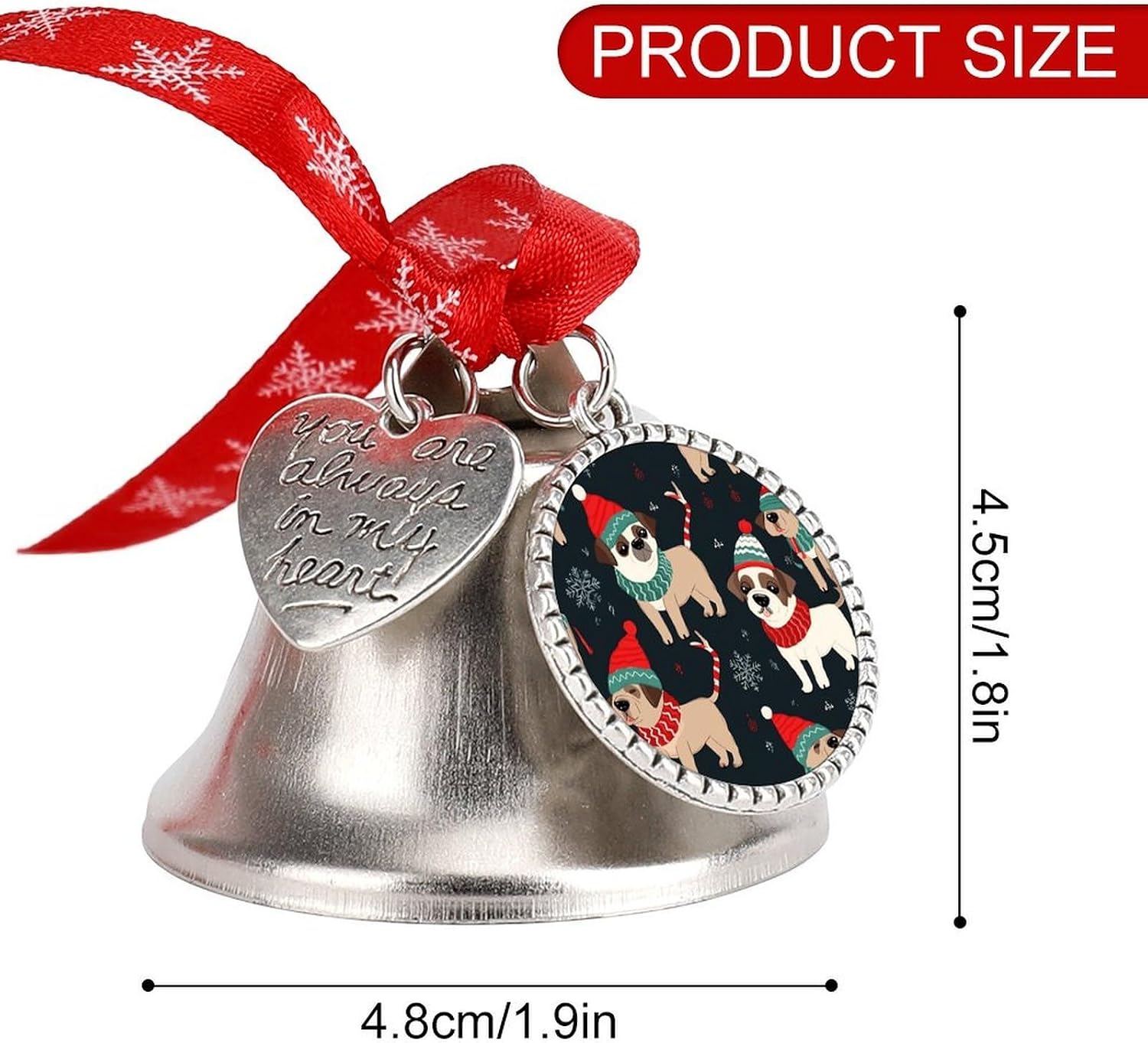 Merry Christmas Dog Bell Ornament Red Ribbon for Christmas Tree Holiday Decoration Personality Believe Bell Ornaments Sleigh Bells for Winter New Year Party Supplies