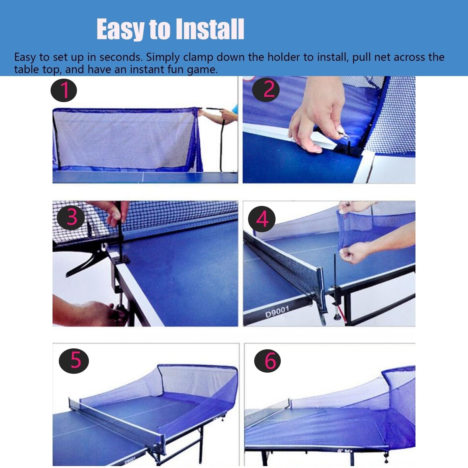Red para atrapar Pelotas de Tenis de Mesa,Entrenamiento portátil de Tenis de Mesa Se Fija a la Mesa de Ping Pong para Recoger Las Pelotas Durante el saque del Robot de Tenis de Mesa