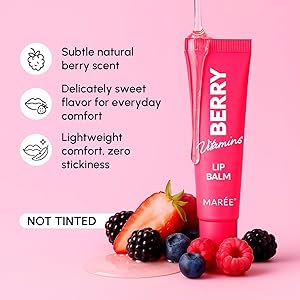 MAREE Lip Balm Hydrating - Lip Balms & Moisturizers - Peptide Lip Treatment Not Tinted - Lip Butter Moisturizer for Very Dry Lips Care Products - Berry Lipbalm - Balsamo Labial Hidratante de Labios