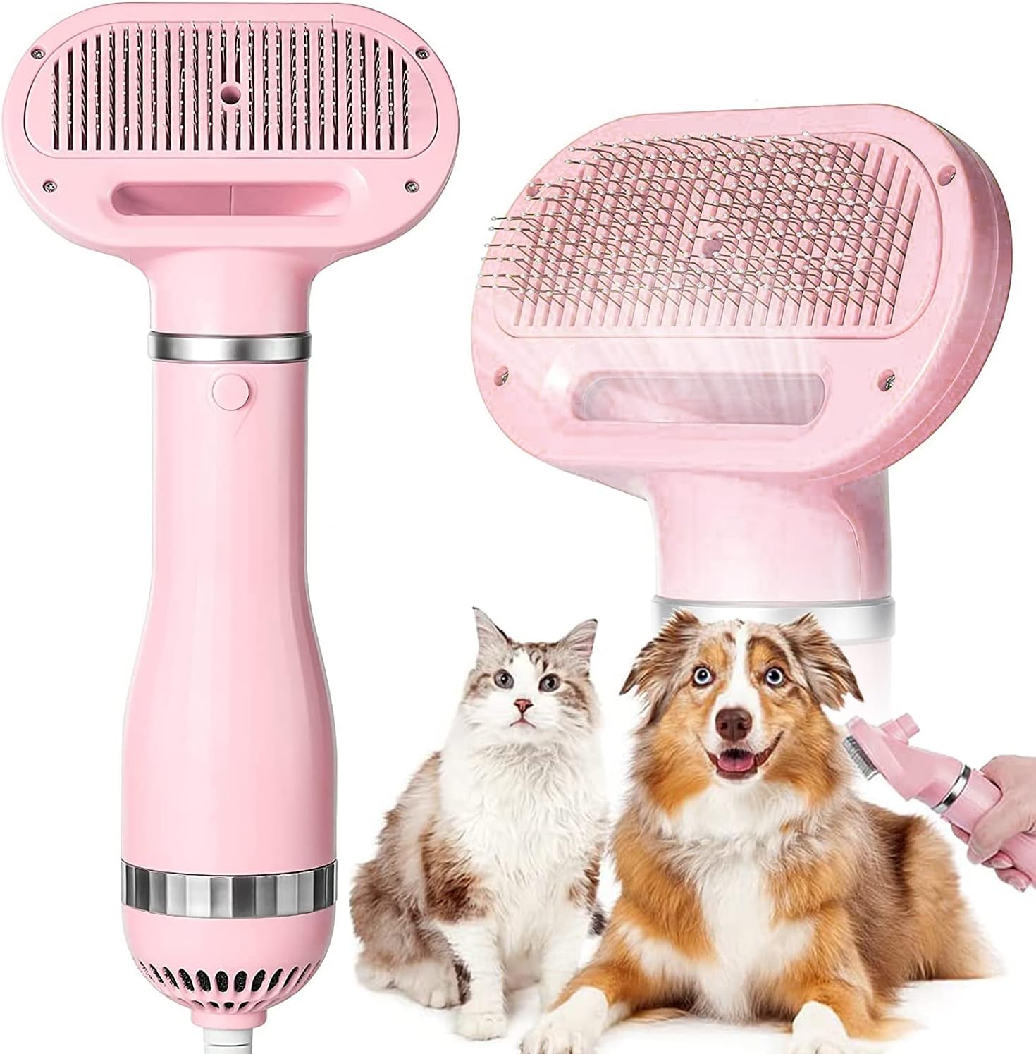 Queenmew. Hair Dryer Blow Queenmew. Blower 2 in 1 Pet Grooming Brush Portable Quiet Travel Hair Dryer Slicker Brush Dogs Bath Pet Dryer…