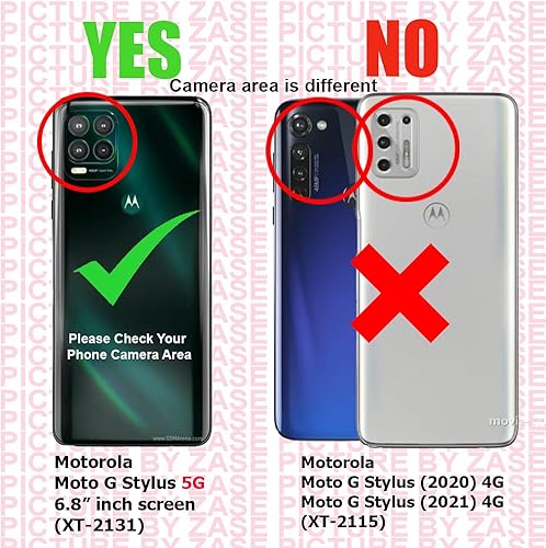 Miniatura 2 de ZASE Moto G Stylus 5G - Funda tipo cartera para mujer, de piel sintética, diseño bonito con función atril, ranura para tarjeta de identificación,