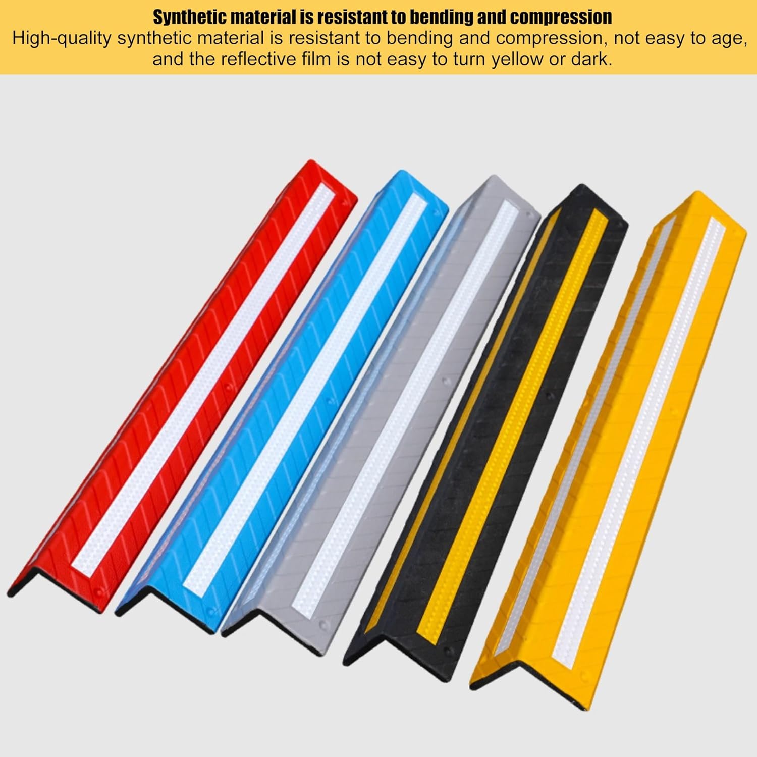 Rubber L-Shape Corner Guard with Reflective Strip, Rubber Wall Protector Corner Protector, Wall Edge Protector Garage, Reflective Wall Edge Protectors for Garage Parking Lot(Red,80x10x1cm-1pc)