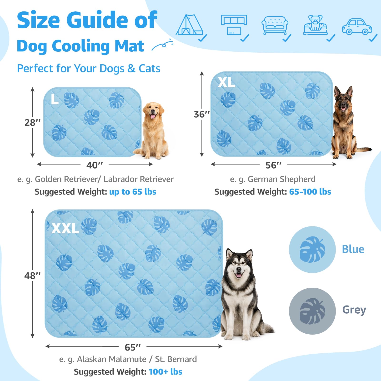 Amazon.com : LOOBANI Dog Cooling Mat for Large Dogs 65