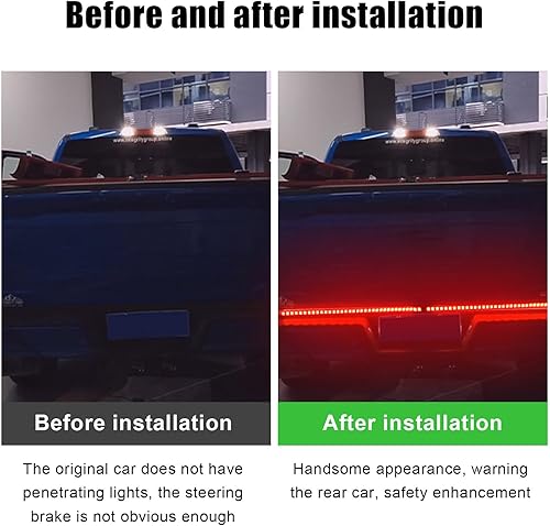 Miniatura 3 de Sylvil Barra de luz para puerta trasera de camión de 59 pulgadas, tira de luz LED de triple fila con freno rojo, luces direccionales ámbar inversas