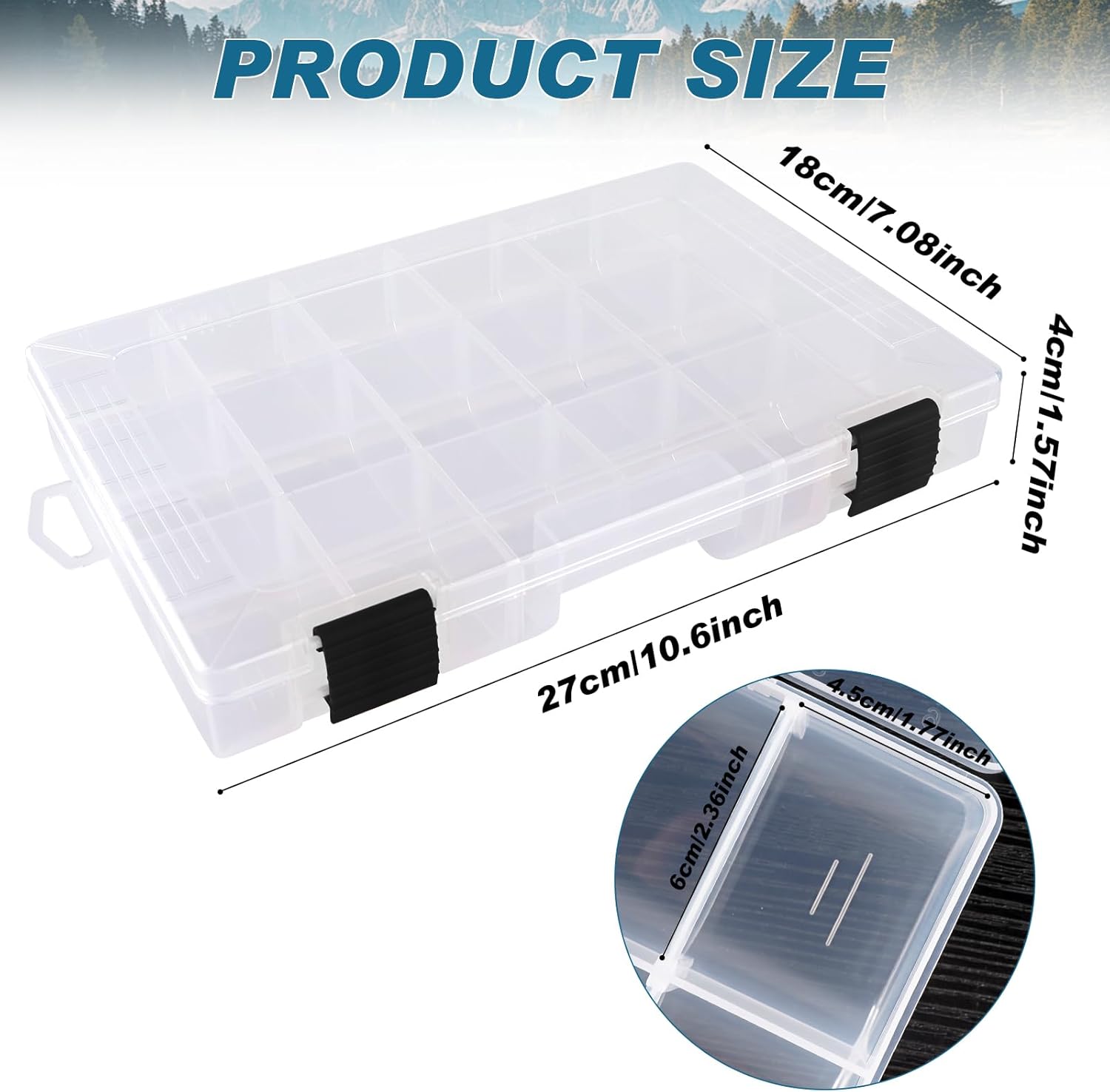 Hiakry Fishing Tackle Boxes,3600 Tackle Tray Clear Plastic Fishing Box with Removable Dividers Fishing Storage Organizer Boxes for Lures (4 Packs)