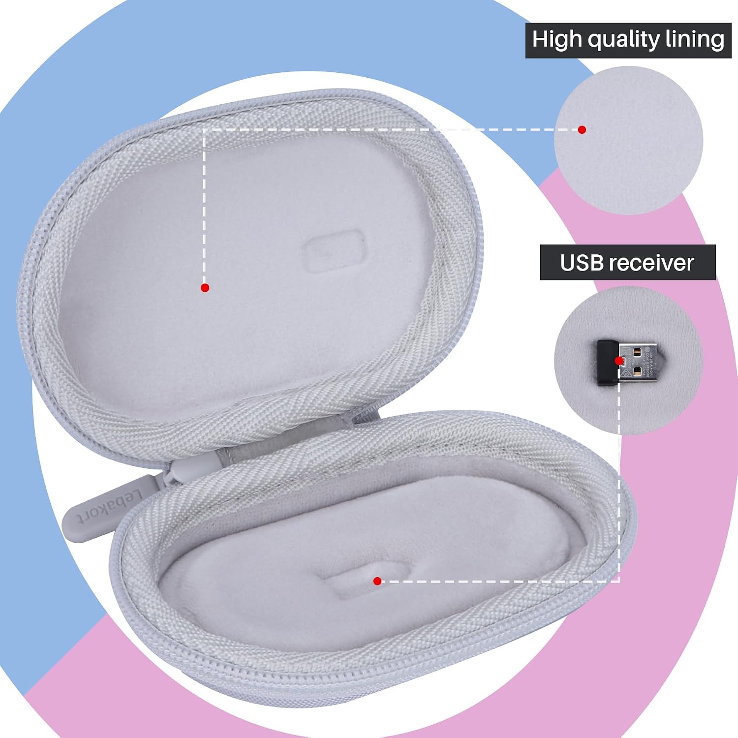Lebakort Mouse Case compatible with Logitech Pebble 2 M350s / M350 / M355 / i345 Slim Mouse (Off White Case) image 4
