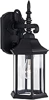 Designers Fountain Devonshire 14-Inch Black Outdoor Wall Sconce Lantern - Rustic Exterior Light for Porch, Patio, Door