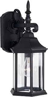 Designers Fountain Devonshire 14-Inch Black Outdoor Wall Sconce Lantern - Rustic Exterior Light for Porch, Patio, Door