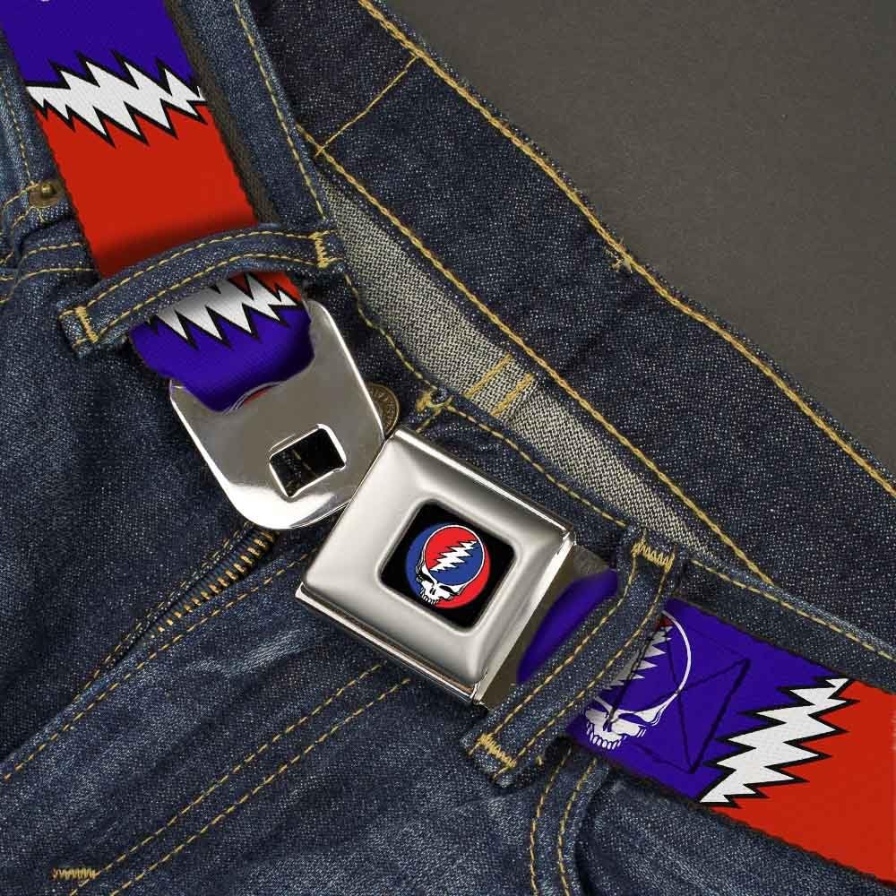 Buckle-Down Seatbelt Belt - Steal Your Face w/Lightning Bolt Repeat Red/White/Blue - 1.0" Wide - 20-36 Inches in Length