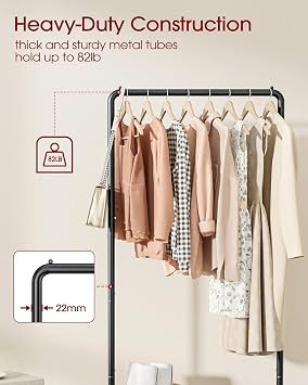 Sakugi Movable Clothes Rail with Shoe Shelf, 72x43x149cm, Black