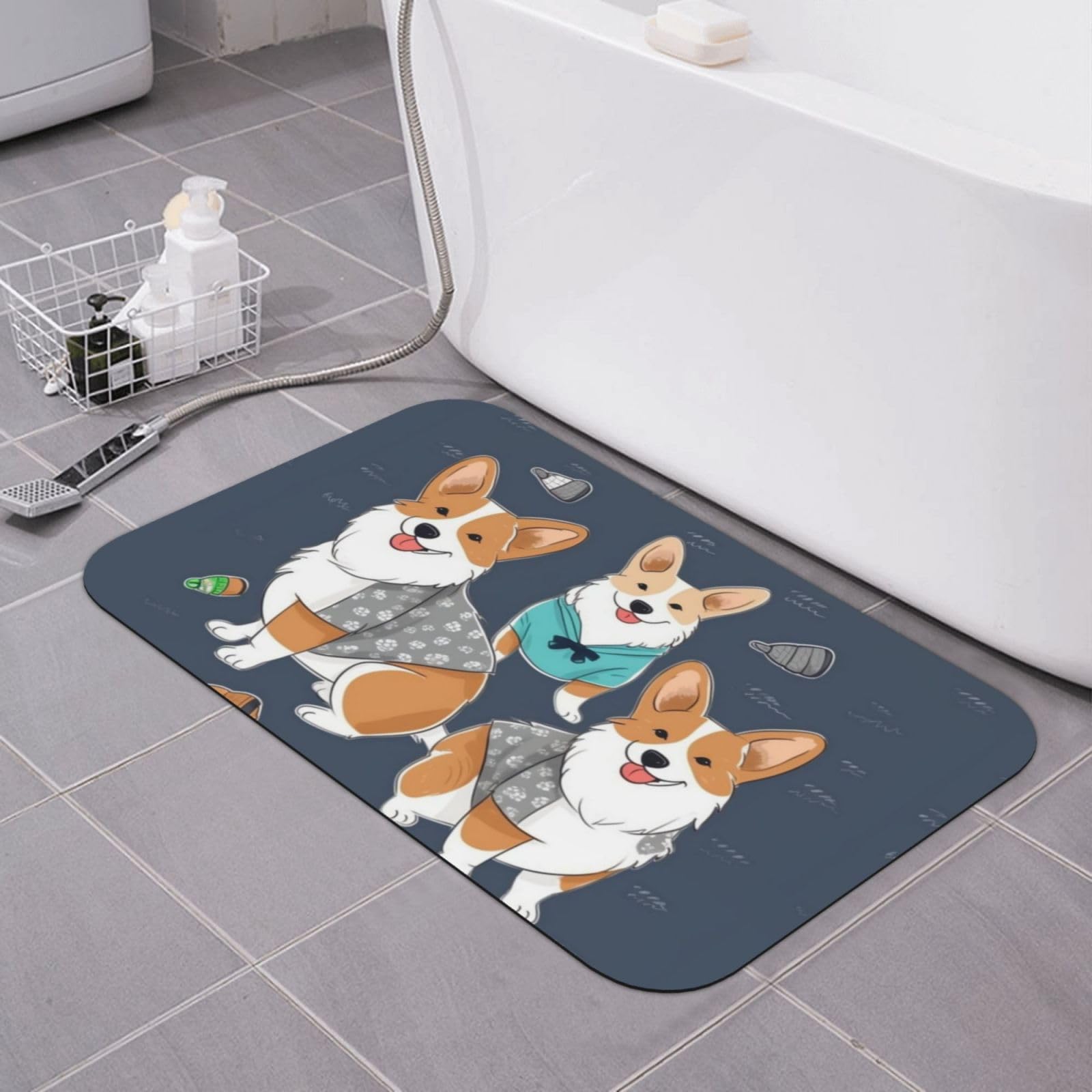 Tapis de bain en pierre anti humidité Corgi séchage rapide pour douche