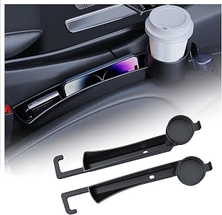 2025 New Car Seat Gap Filler Organizer,2PCS Multifunctional Car Side Seat Gap Filler with Cars Cup Holder&Hook,Universal in Between Cars Seats Catcher for Avoiding Things Falling Out