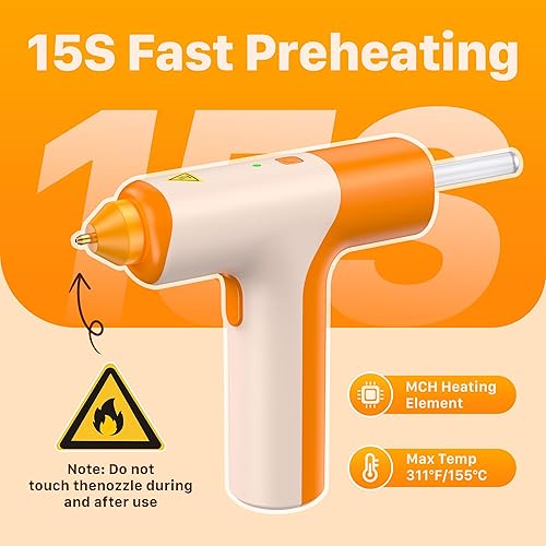 Miniatura 2 de Pistola de pegamento caliente inalámbrica, mini pistola de pegamento sin goteo, pegamento automático, precalentamiento rápido de 15 segundos,