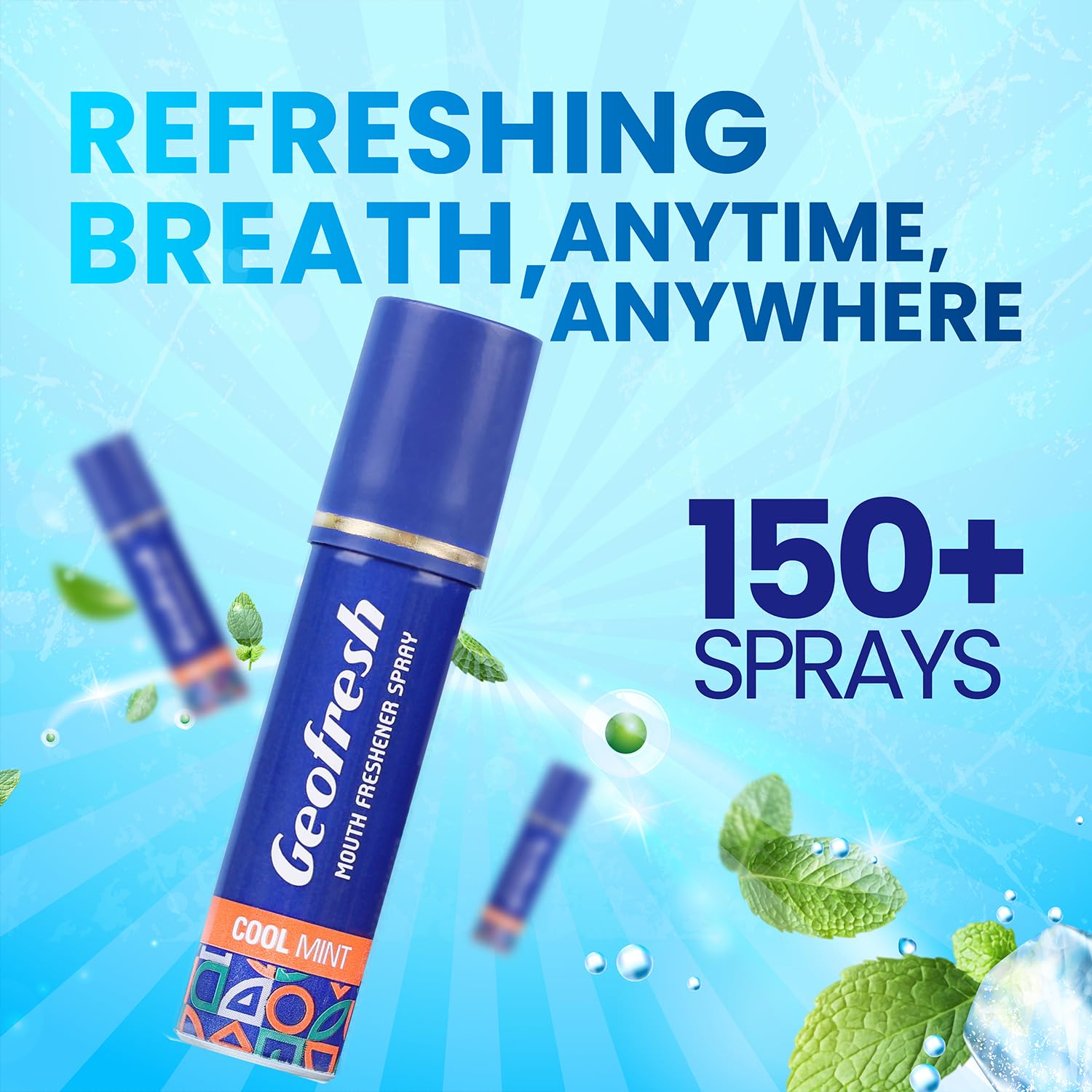 Geofresh Cool Mint Mouth Freshener | Eliminated Bad Breath in Seconds | Power of 150+ Sprays in a Bottle | Fights Odour & Supports Oral Hygiene | Alcohol-Free | Pocket Friendly with Invigorating Freshness Pack of 2 (15g each) 1