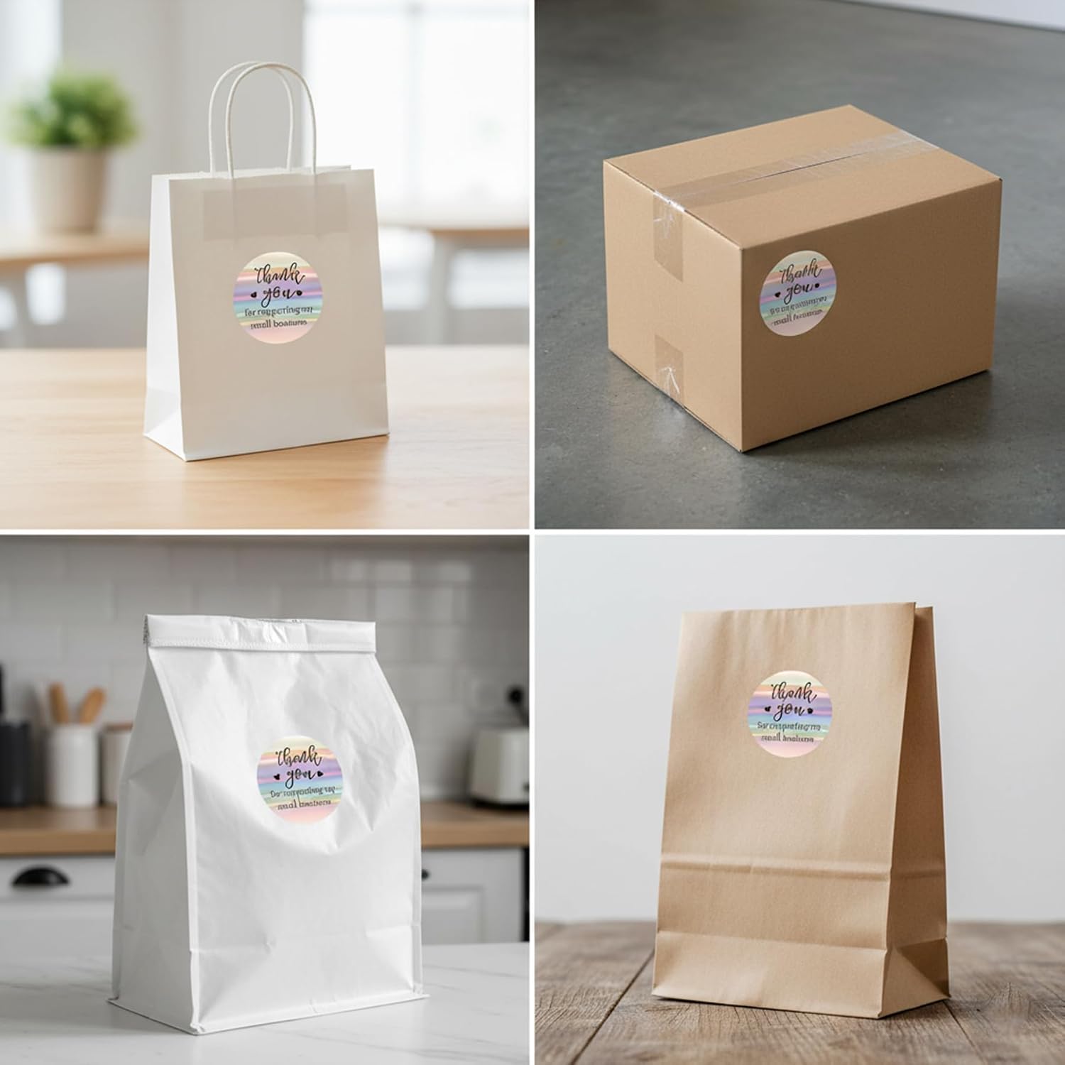 4x6 Direct Thermal Shipping Labels 500 Sheets Fanfold, Small Business Shipping Supplies Kit with 500 Thank You Stickers & 500 Fragile Handle with Care Labels