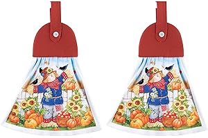 Enchanting Autumn Scarecrow Towels with Gleaming Suncatcher Hooks