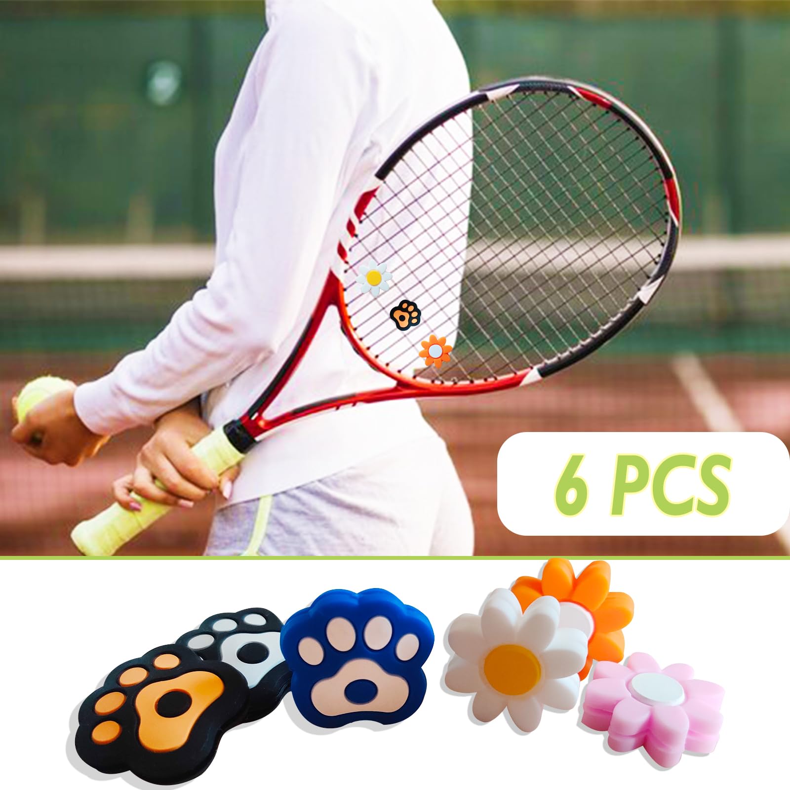 Amortiguadores de tenis de silicona para raquetas de tenis, bádminton y squash, forma de garra de gato