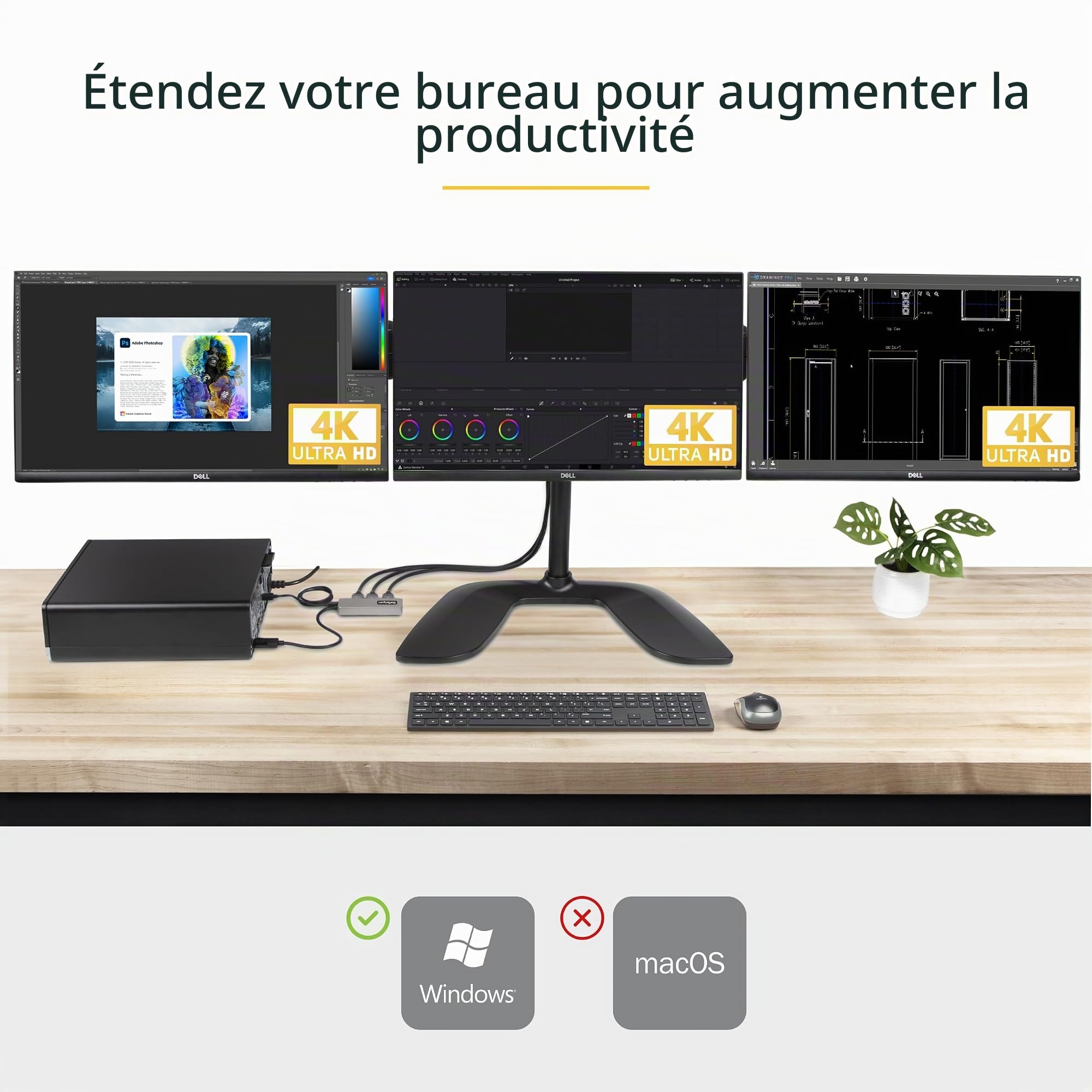 StarTech Hub MST DisplayPort 1.4 vers 3X HDMI de 30cm, Triple 4K 60Hz, HDR