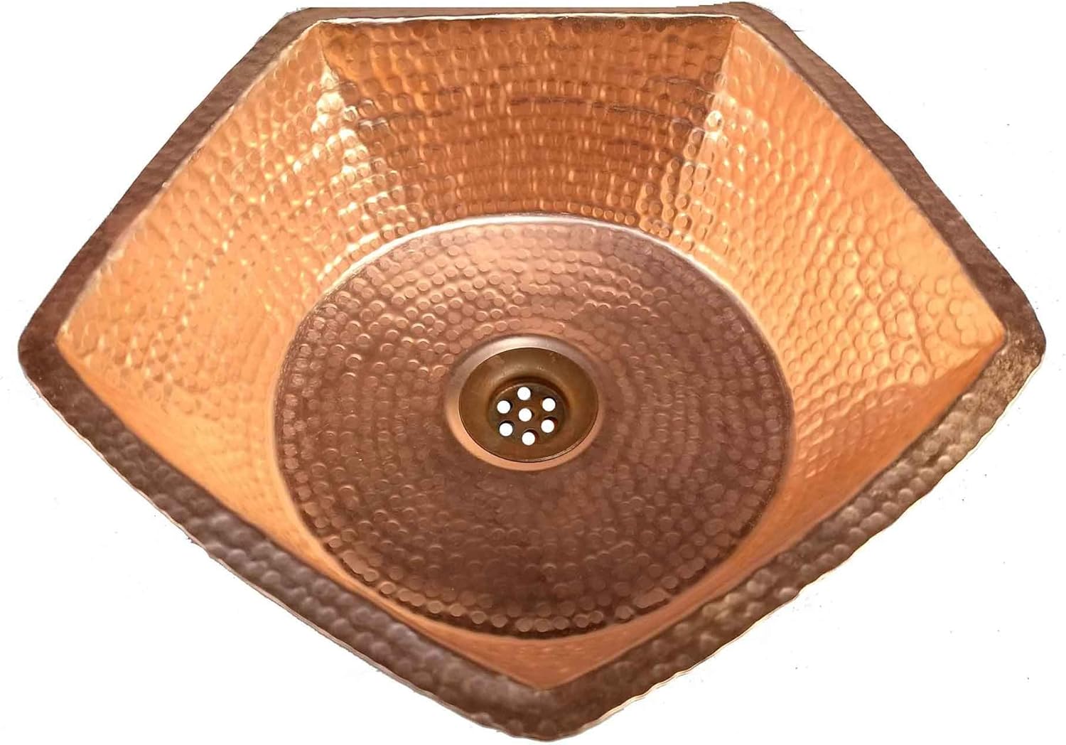 Polished Vessel Pentagon Copper Bathroom Kitchen Bar Prep Sink Luxury Hand Hammered Wash Basin Washbowl