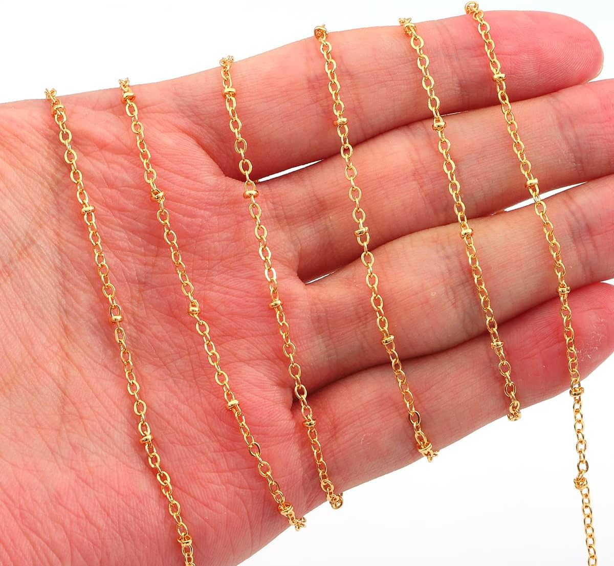 18K Gold Plated O Chains 2.0mm with 3mm Beads 2 Meters for Jewelry Making Findings - Image 3