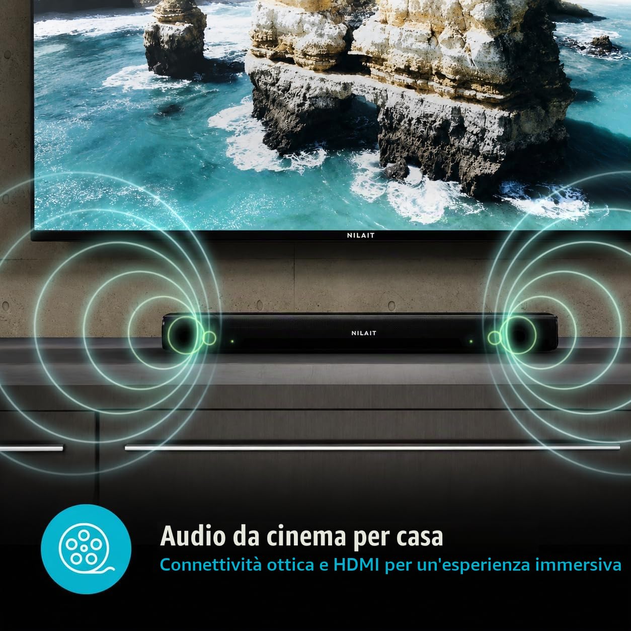 Nilait Harmony Soundbar per TV con Subwoofer, Bluetooth, HDMI ARC/eARC e Audio Surround per Home Cinema Harmony 30W
