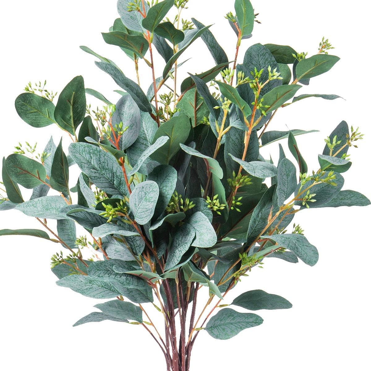 Maloow 32" Long Artificial Greenery Stems,Artificial Fake Eucalyptus Oval Silk Leaves 6 pcs Seeded Eucalyptus Branches for Home,Party and Flower Arrangement (Vintage Green)…