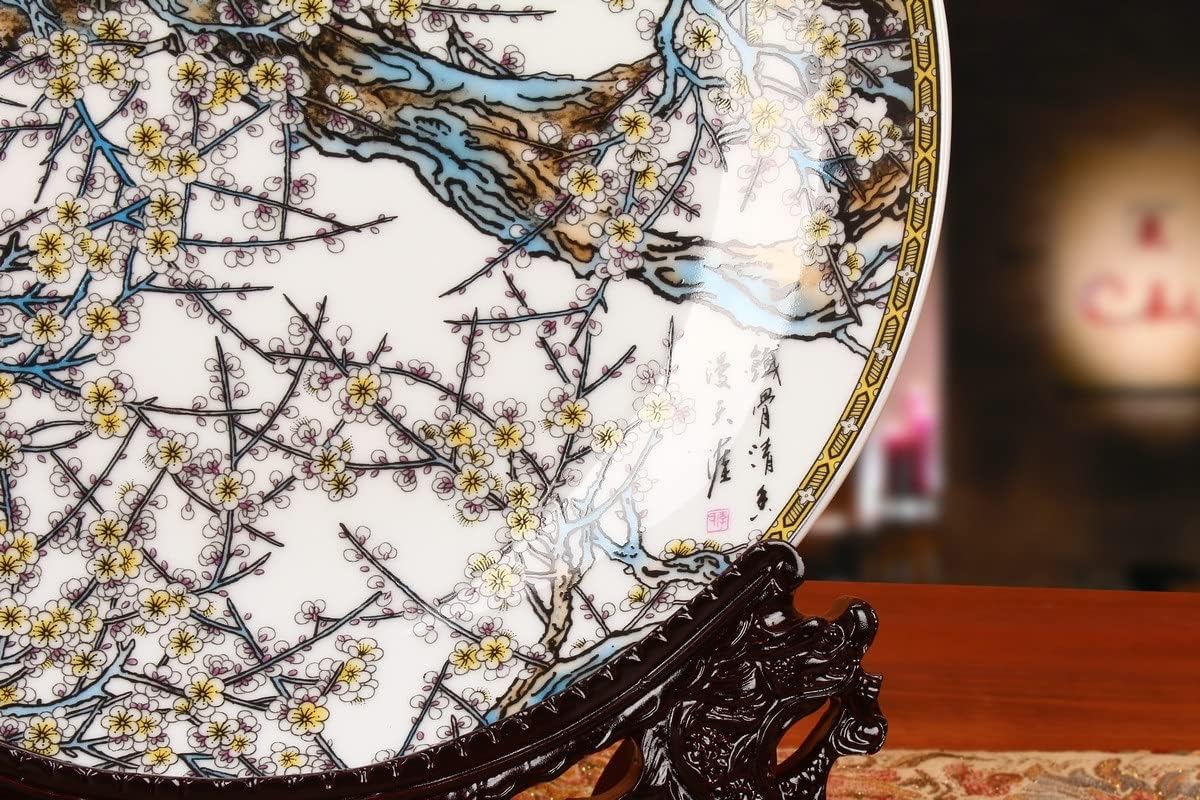 Jingdezhen Ceramics Plum Plate Set Hanging Plate Flower Disk Chinese Classical Home Decoration