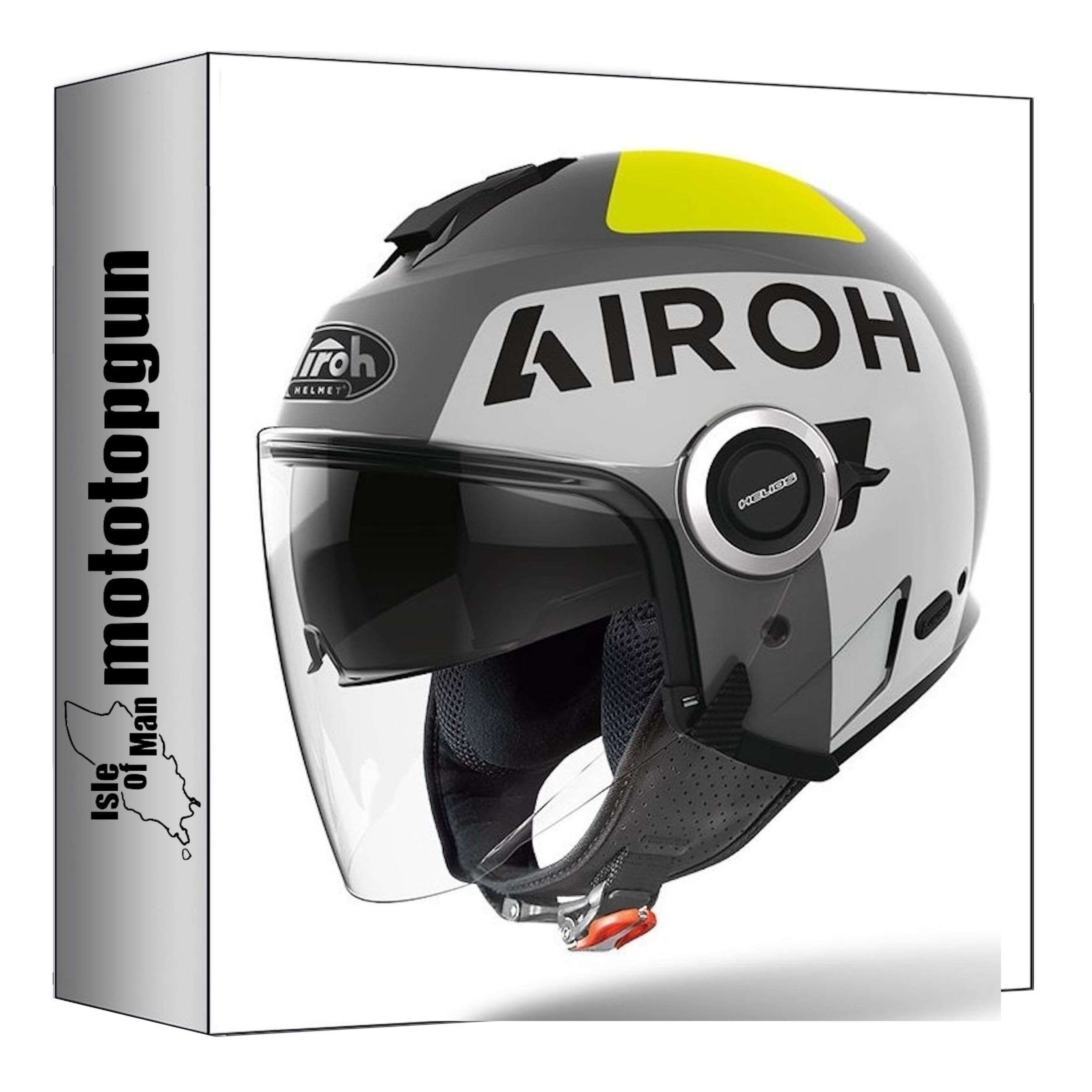 Casque jet Airoh Helyos HE699 avec écran long et finition gris gloss