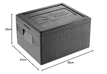 thermohauser EPP Thermal Box GN 1/2 with Lid - 14 Litre Volume - 39 x 33 x 23 cm - Black