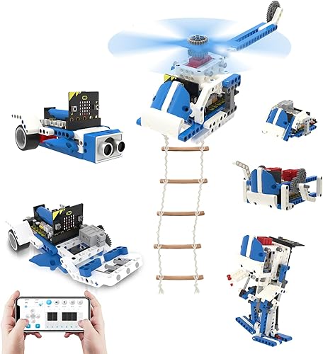 Yahboom Microbit - Kit de robot de bloques de construcción 16 en 1, proyectos STEM avanzados con módulo de sensor, juguetes de bricolaje para niños