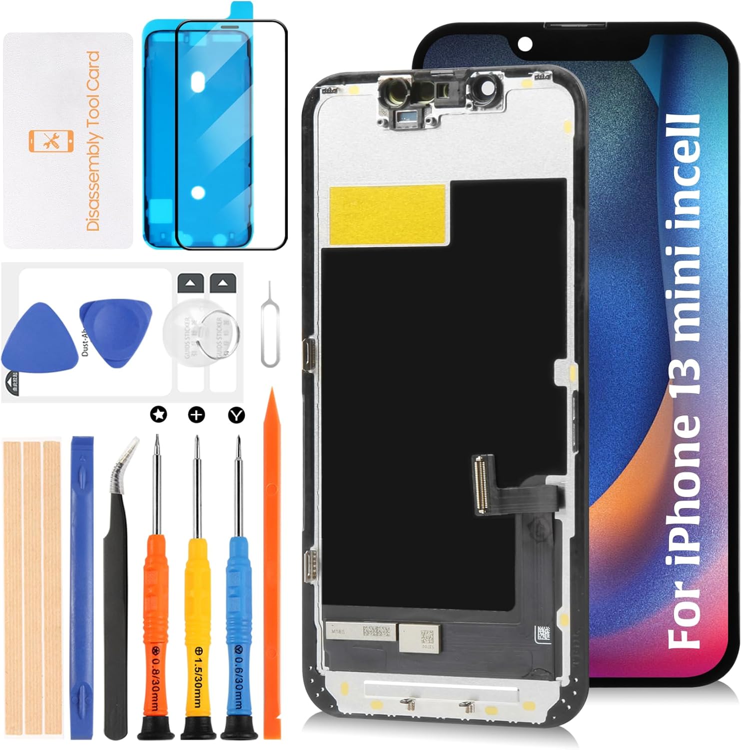 A-MIND for iPhone 13 Mini TFT LCD Display Screen Replacement A2628 A2481 A2626 A2629 A2630 Touch Digitizer Full Assembly Repair Kits with Tools